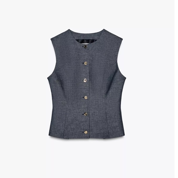 Zara NWT linen dart vest 2746/785 - Picture 2 of 9